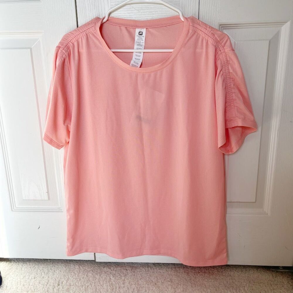 Fabletics NWT Cashel Dobby Check Mesh Drawcord S/S Lightweight Workout Shirt